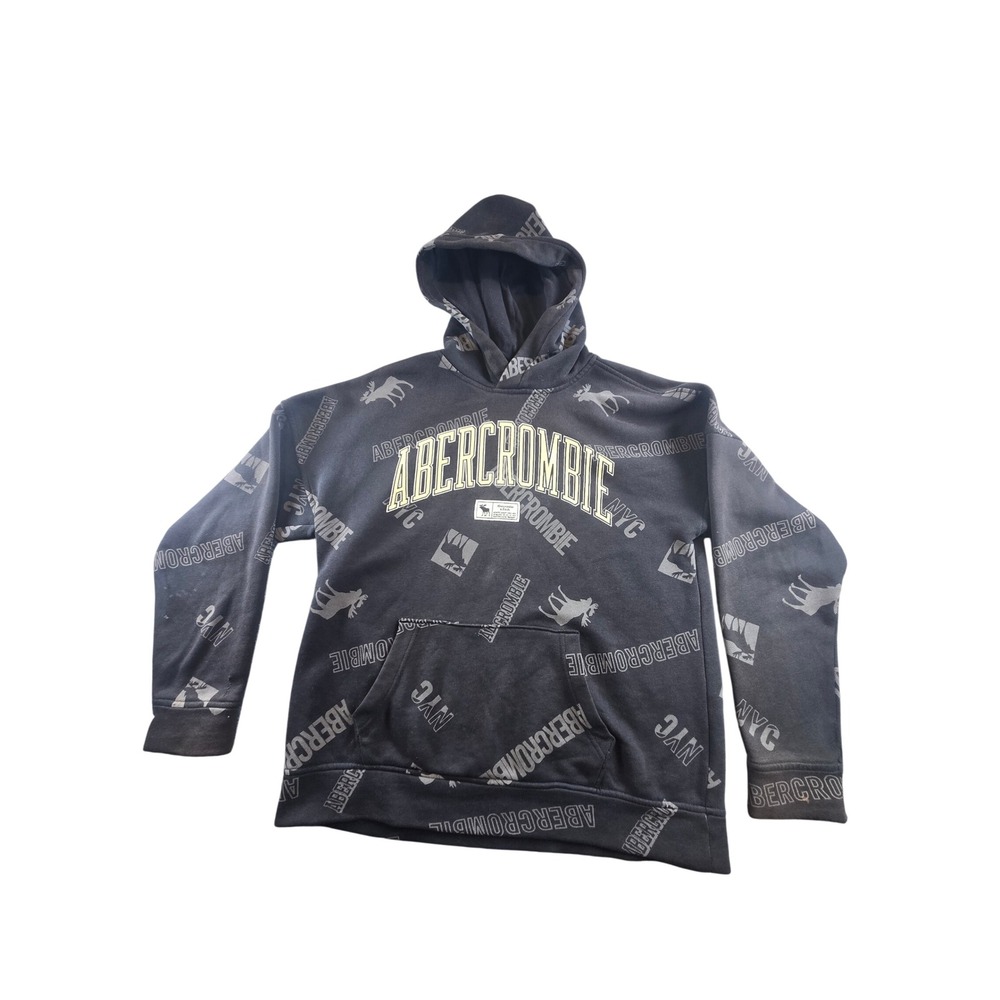 Abercrombie & Fitch Kids Logo All Over Print Hoodie Black Size 15/16 XL